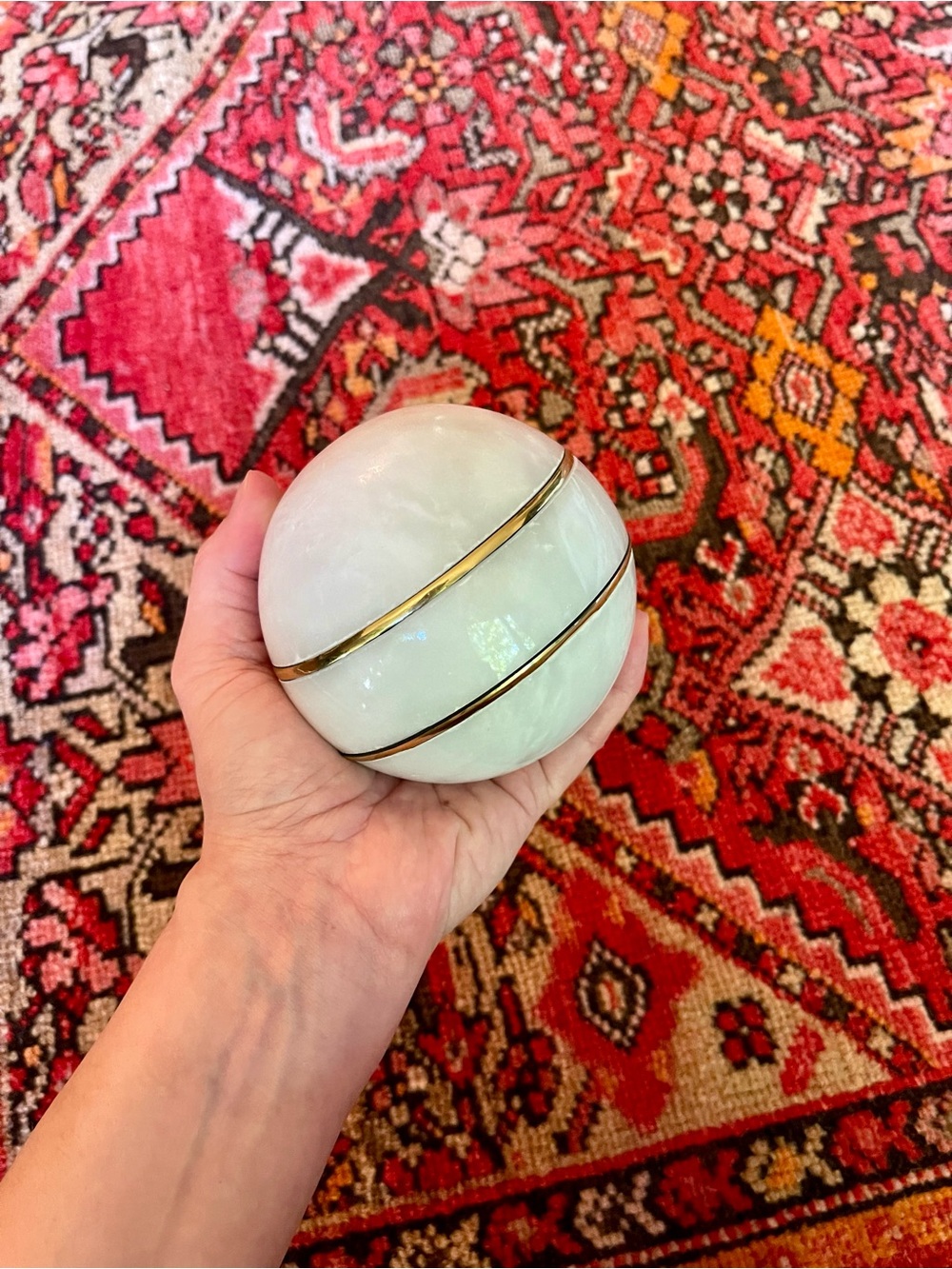 Marble Decorative Sphere with Gold Accents - Home Office Accent